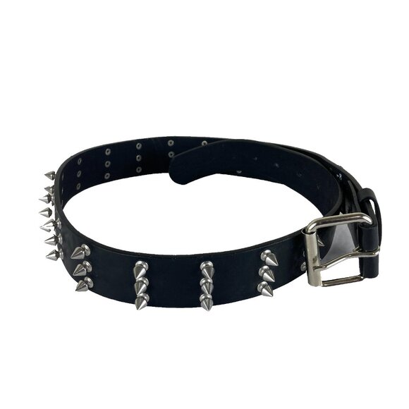 Hot Topic Leather Spiked Belt 32 /34 Black Unisex Y2K Grunge Goth Punk Emo - Picture 1 of 3